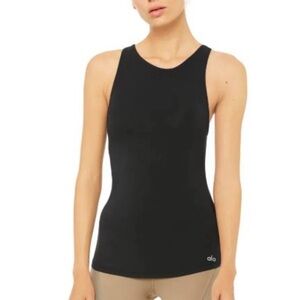 ALO Yoga Join Black Tank Top with Crisscross back